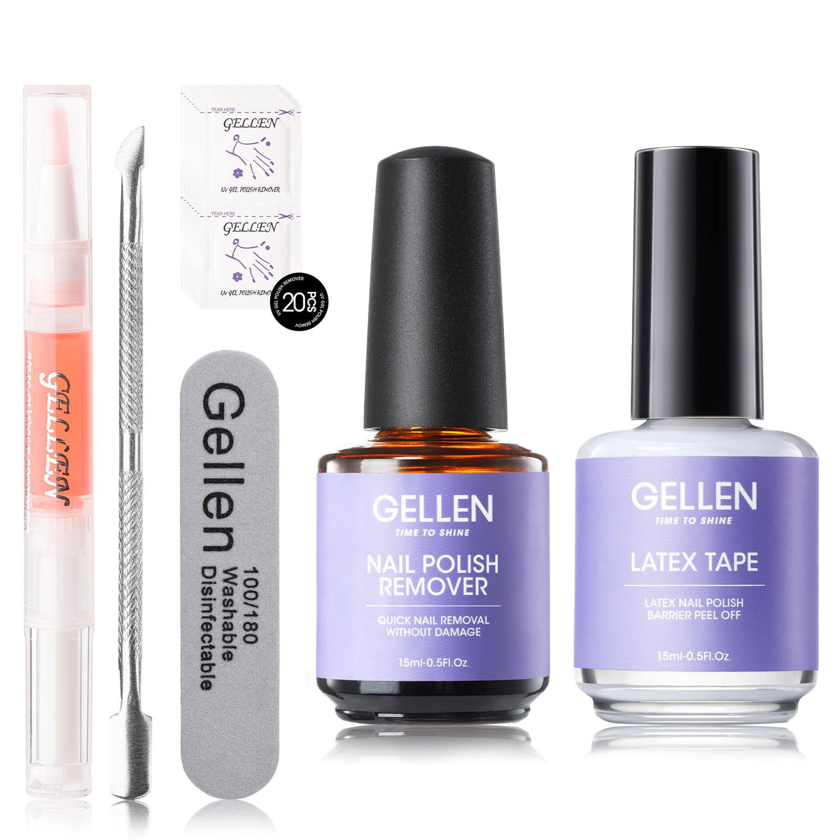 GELLEN Gel Polish Remover Kit - 15ml | Gel Polish Remover, Soak-Off Gel Nail Polish Removal