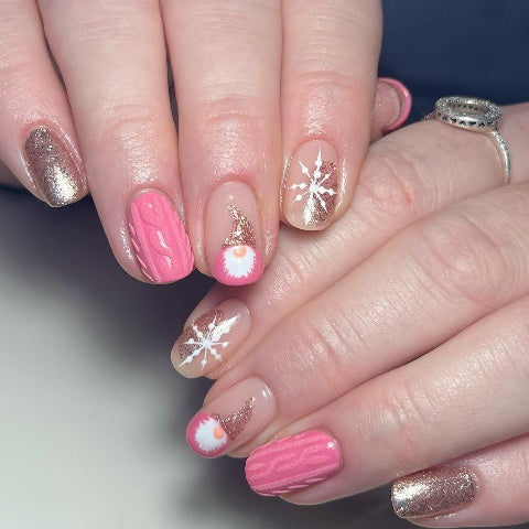Cute Pink Santa and Gold Chrome