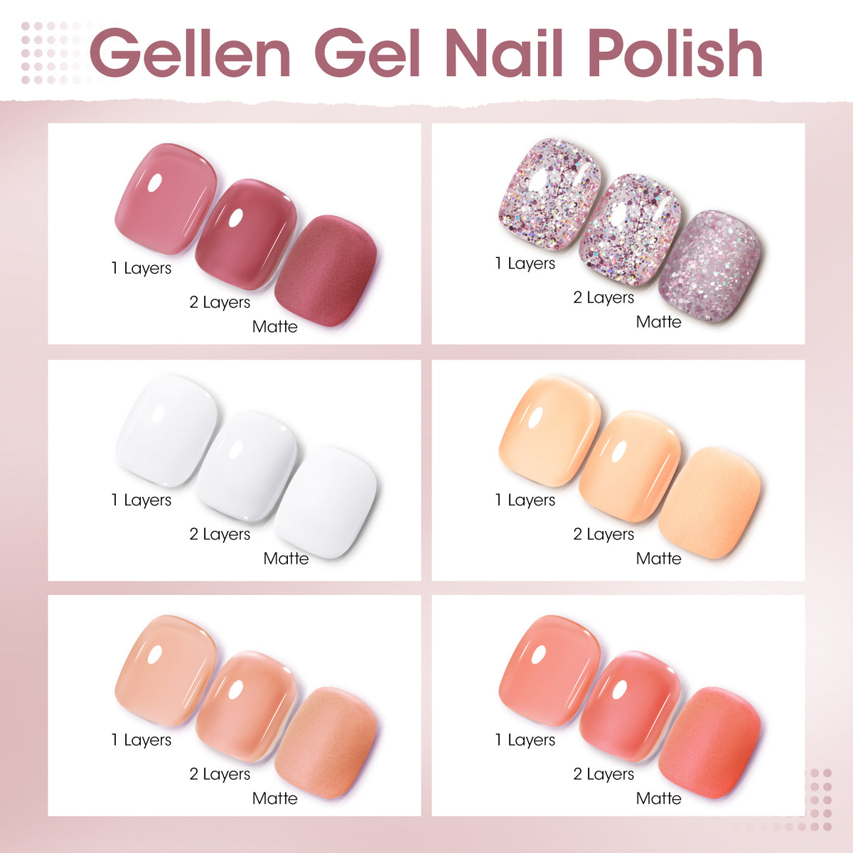 Peachy Dreams 6 Colors Gel Nail Polish Set 8ml