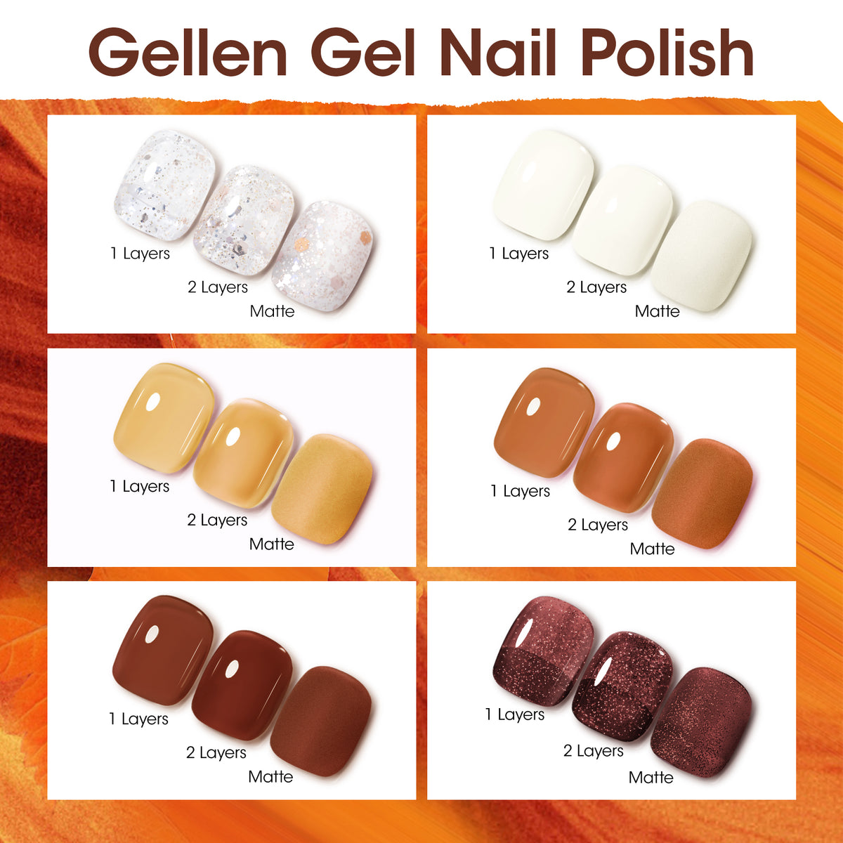 Golden Harvest 6 Colors Gel Nail Polish Set 8ml