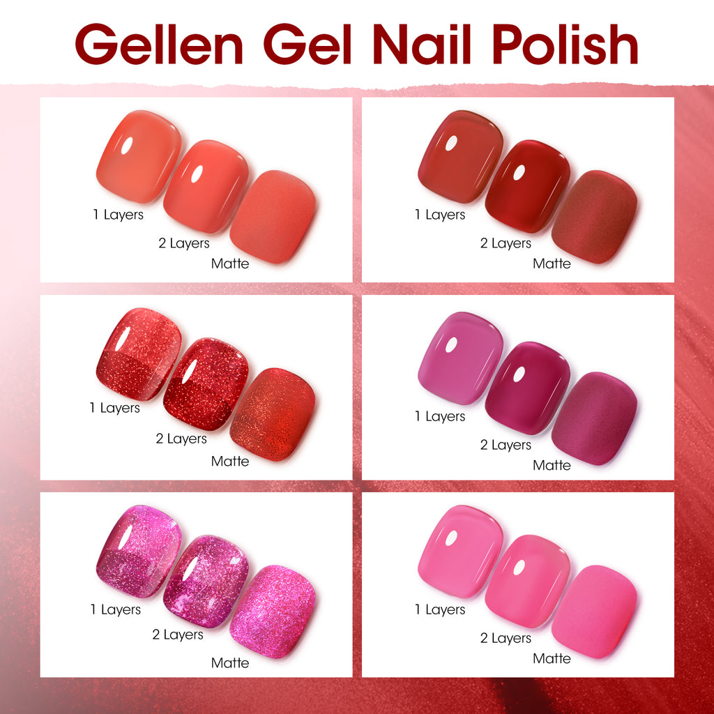 Glamorous Berry 6 Colors Gel Nail Polish Set 8ml