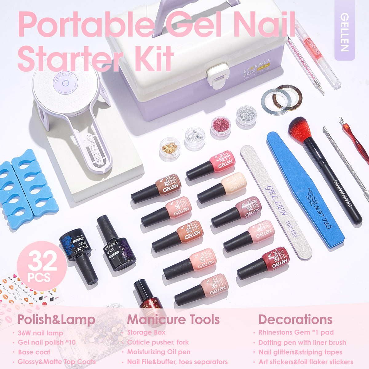 Gel Nail Polish Starter Kit Storage Box 10 Colors