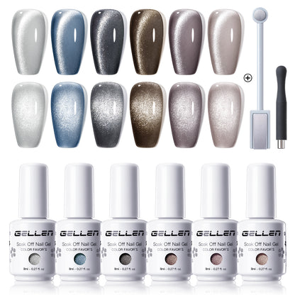 Gellen Cat Eye Gel Nail Polish Set, 6pcs