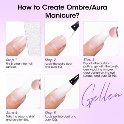 Gellen Cushion Ombre Gel Polish With Double-Head Silicone Pen