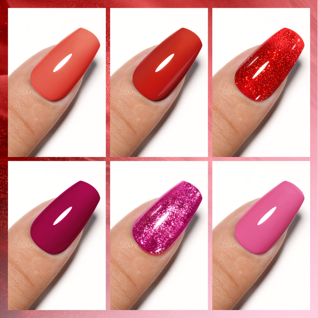 Glamorous Berry 6 Colors Gel Nail Polish Set 8ml