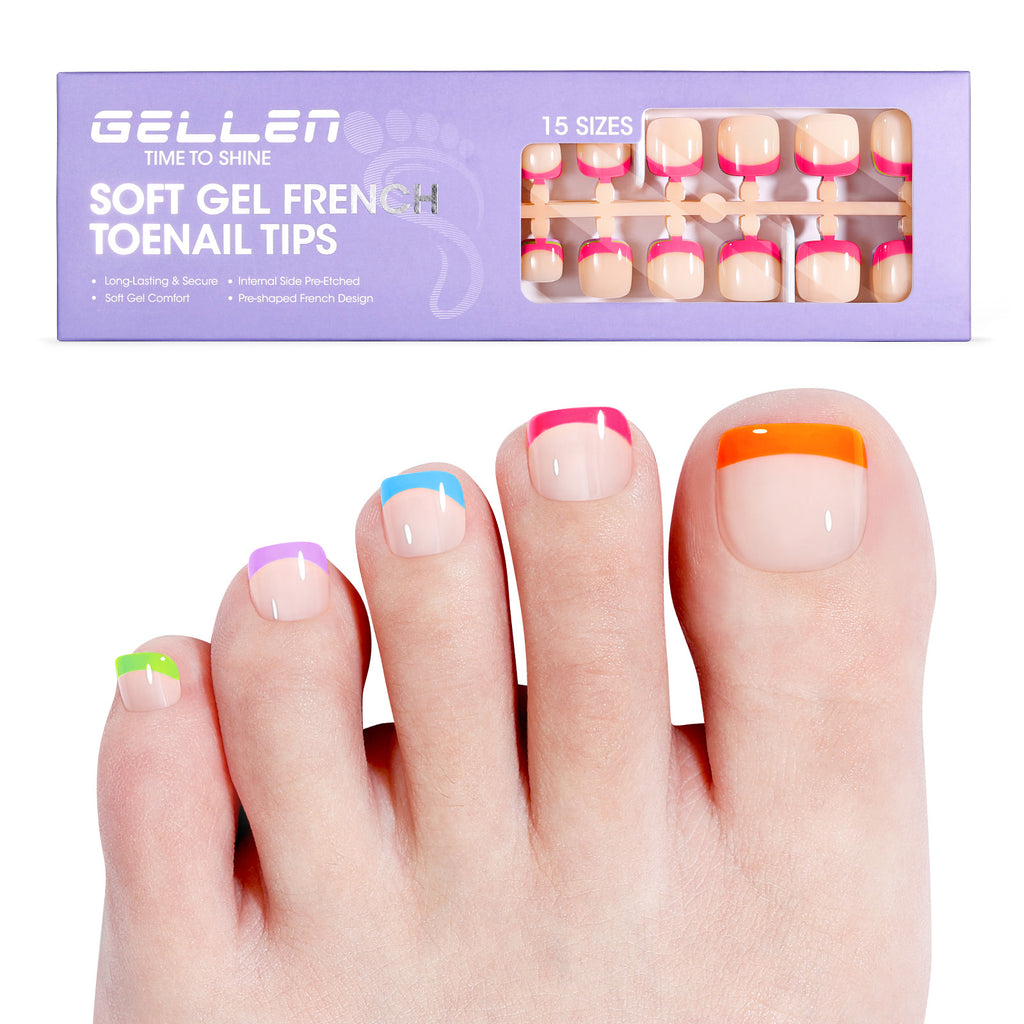 Toe Nail Tips French Press ons Full Cover Pre-designed 15 Sizes 150pcs