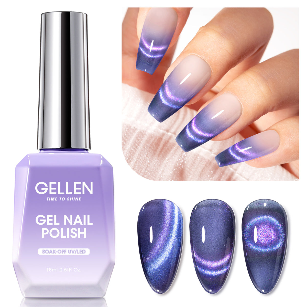 #897 Blue Purple Reflective Cat Eye Gel Nail Polish