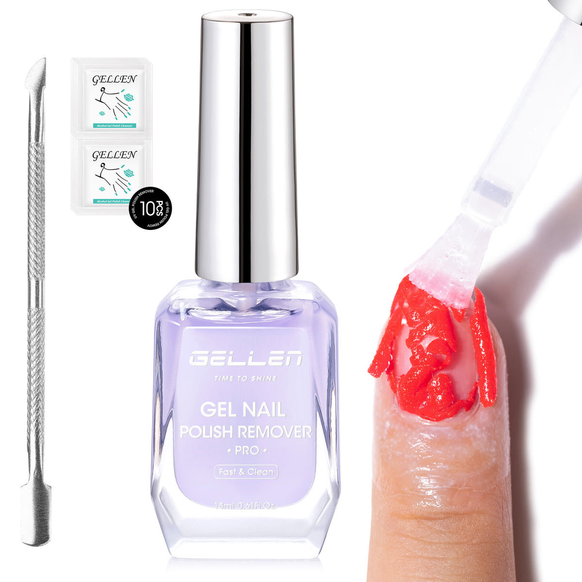Gellen Upgraded Gel Nail Polish Remover Pro Set - 18ML Gel Polish Remover and 15ML Latex Tape Peel Off Liquid