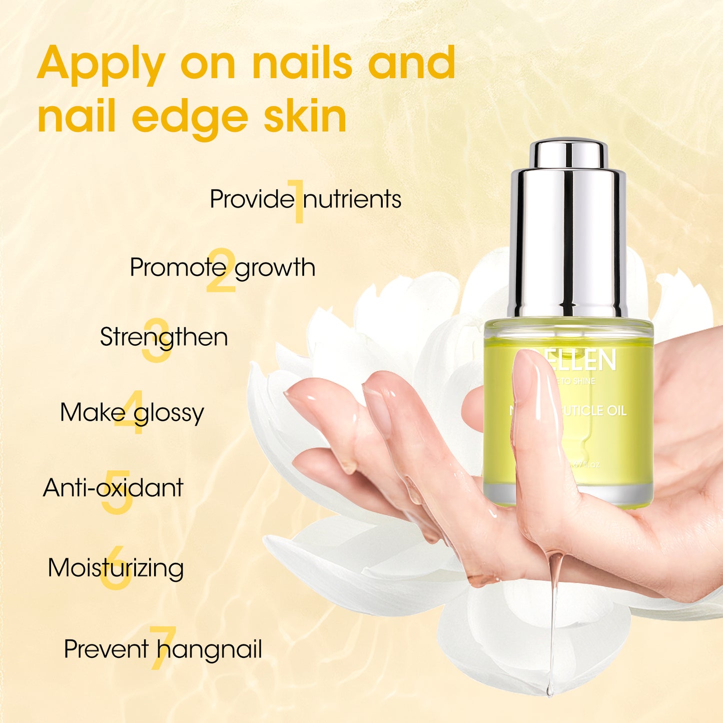Gellen Cuticle Oil Nourishing Nails, Lemon Scent, 20ml