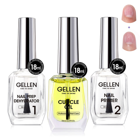 Gellen Nail Dehydrator, Primer, and Cuticle Oil 18ML - Hema-Free Acid-Free Nail Prep