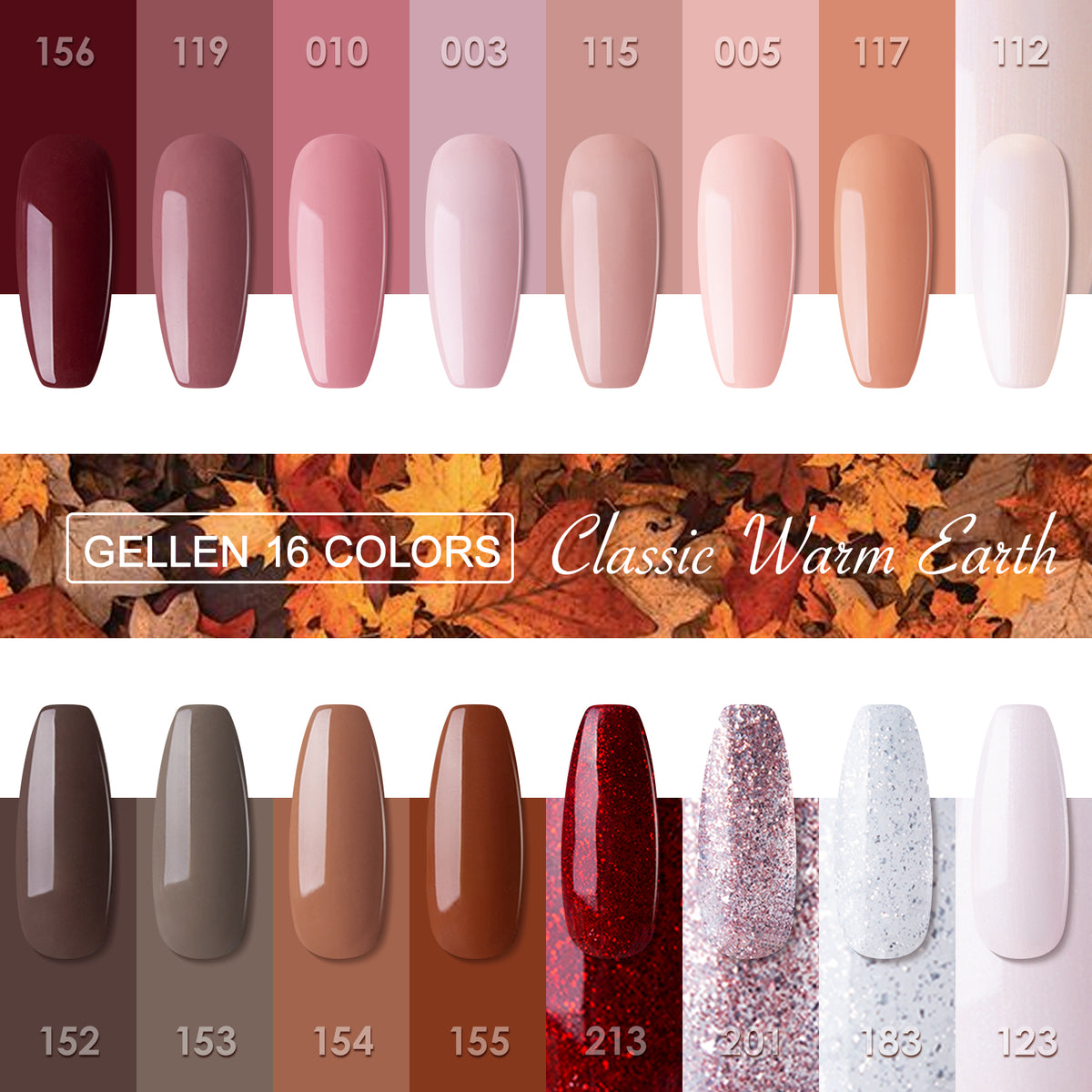 16 Colors Warm Gel Polish Set with Base & Top Coat