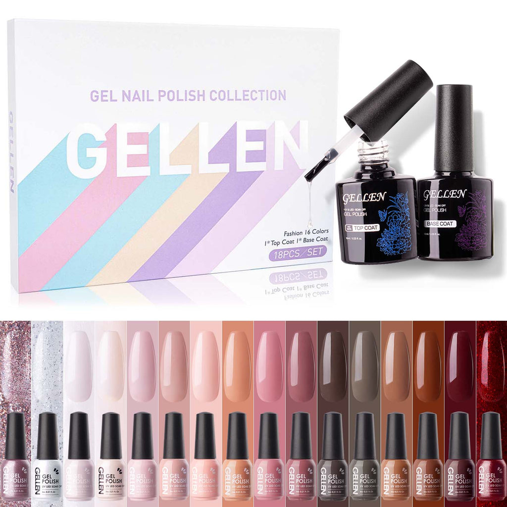 16 Colors Warm Gel Polish Set with Base & Top Coat