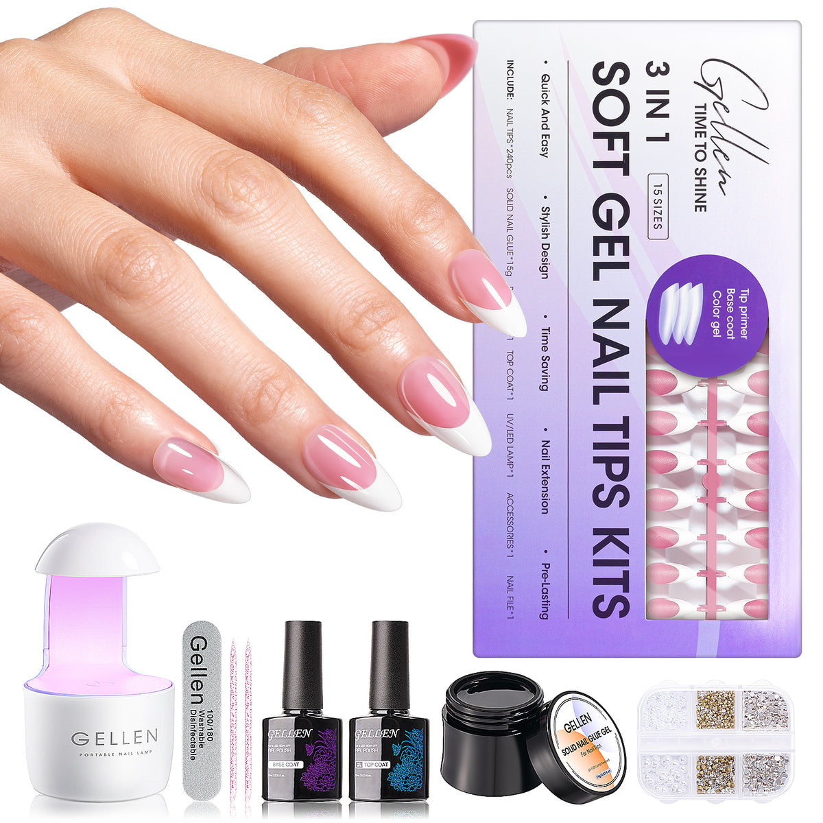 Gellen Pink Press on Nails Kit - French Tips Press on Nails 240pcs