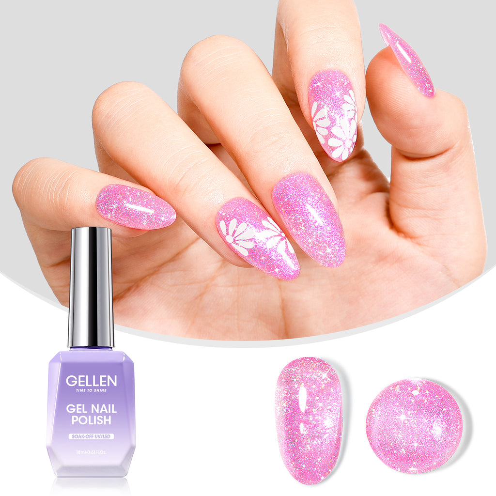 #813 Clear Pink Glitter Gel Nail Polish 18ml