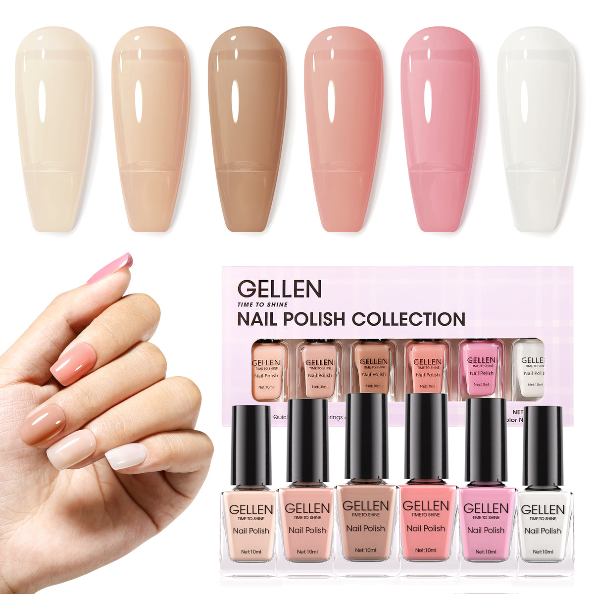 Silk Nude 6 Colors Nail Polish Set 10ml