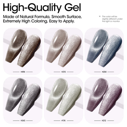 Gellen Cat Eye Gel Nail Polish Set, 6pcs