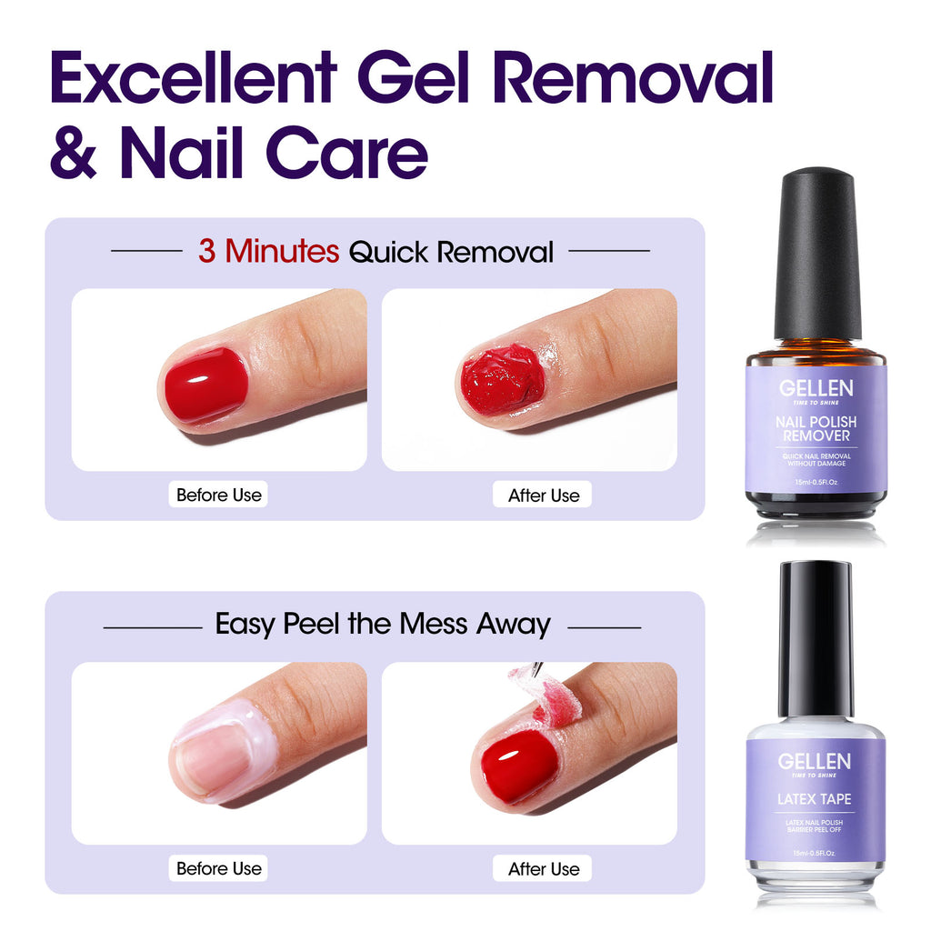 Nail Polish Remover Set - Gel Polish Remover and Latex Tape Peel Off Liquid