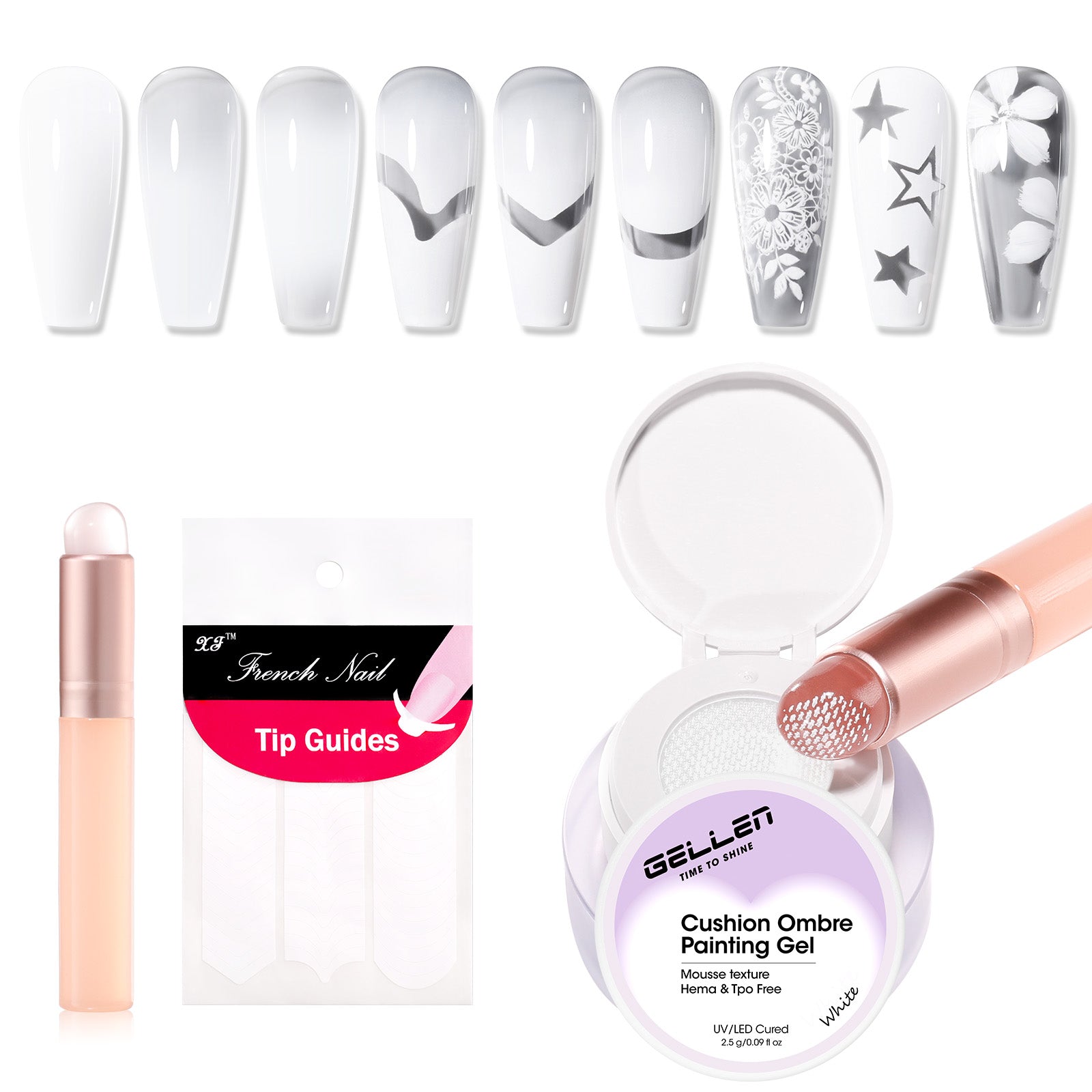 Gellen cushion ombre gel polish with double-head silicone pen
