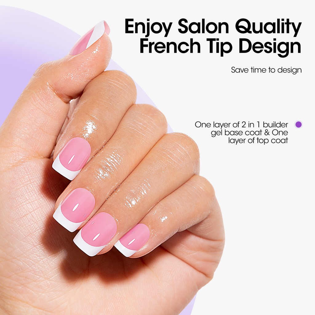 Gellen Pink French Tip Press on Nails Kit