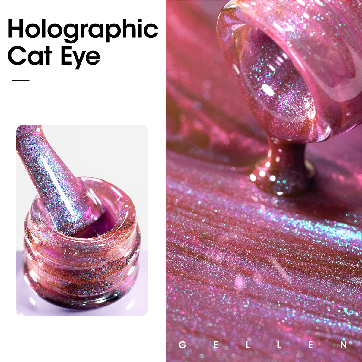 #1017 Pink Purple Reflective Cat Eye Gel Nail Polish