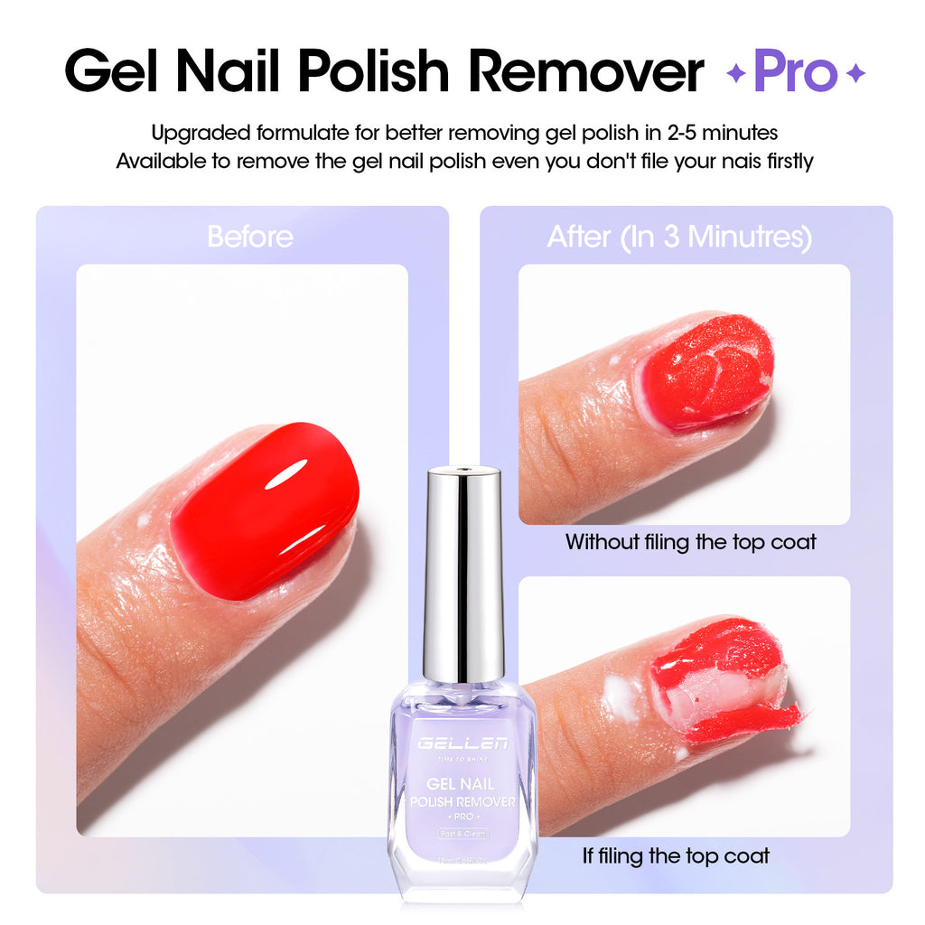 Gellen Upgraded Gel Nail Polish Remover Pro Set - 18ML Gel Polish Remover and 15ML Latex Tape Peel Off Liquid