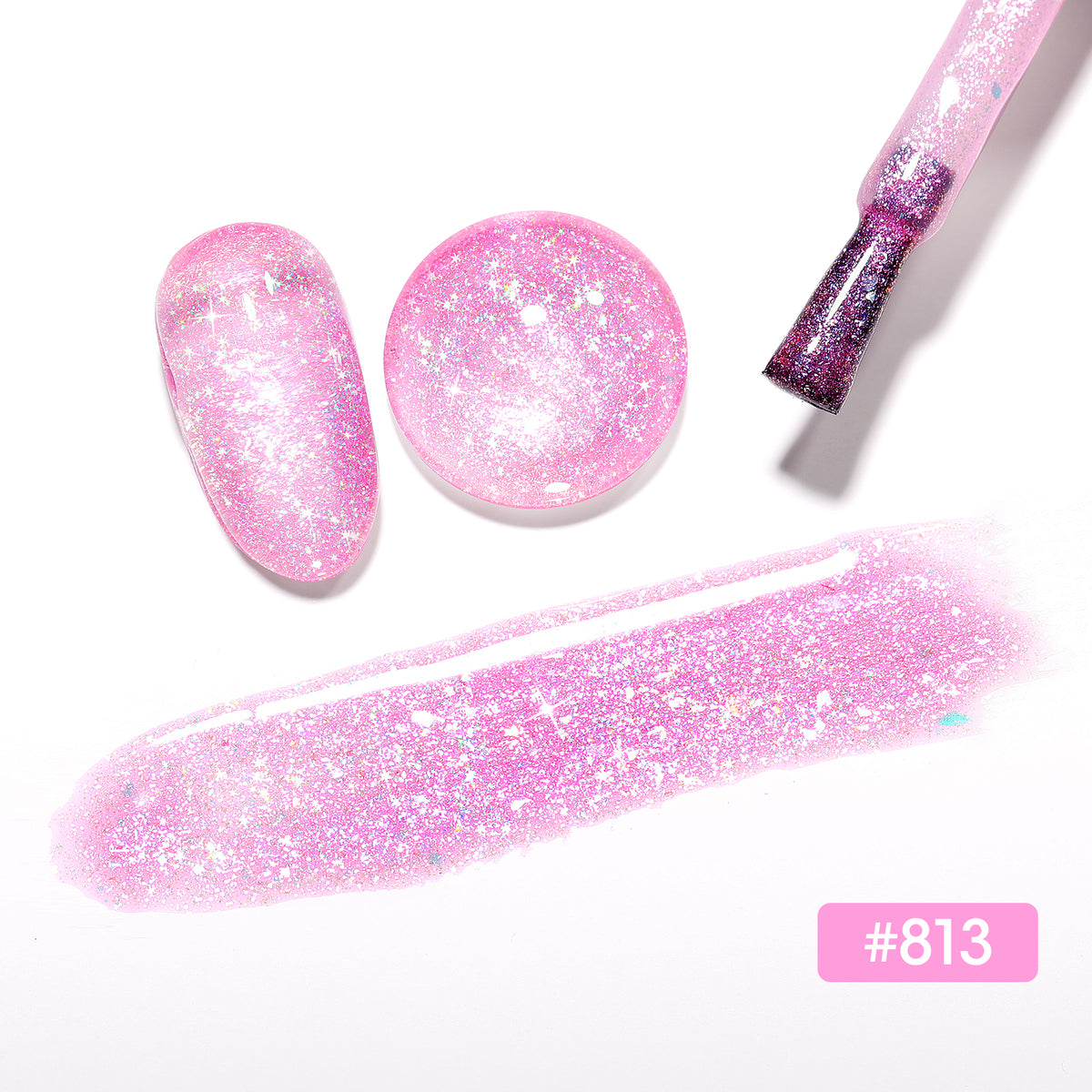 #813 Clear Pink Glitter Gel Nail Polish 18ml