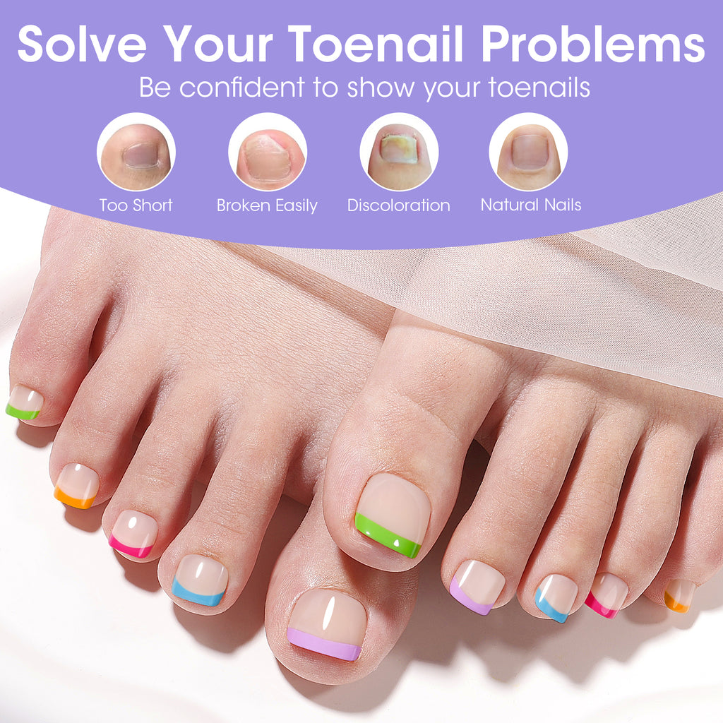Toe Nail Tips French Press ons Full Cover Pre-designed 15 Sizes 150pcs