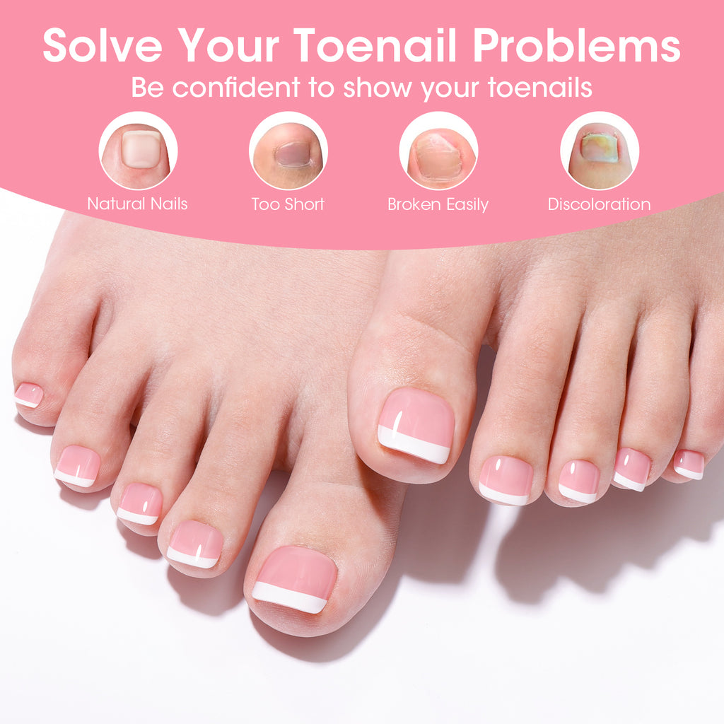 Toe Nail Tips French Press ons Short Pink 15 Sizes 240pcs