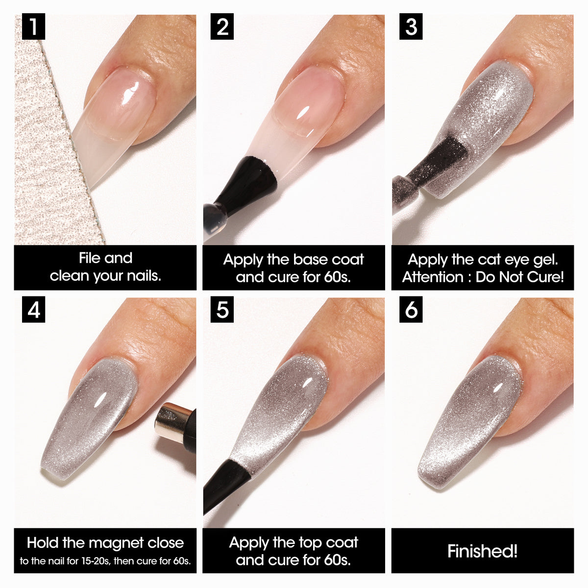 Gellen Cat Eye Gel Nail Polish Set, 6pcs