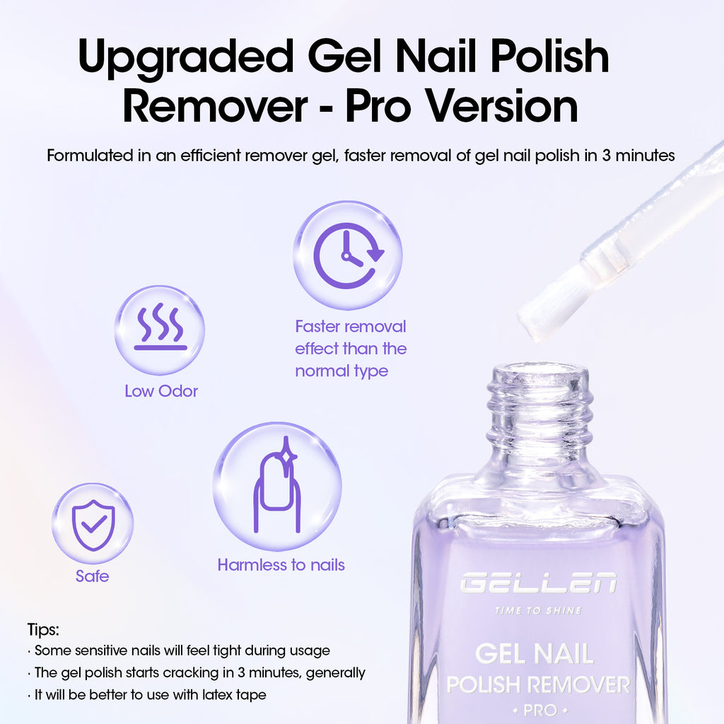 Gellen Upgraded Gel Nail Polish Remover Pro Set - 18ML Gel Polish Remover and 15ML Latex Tape Peel Off Liquid