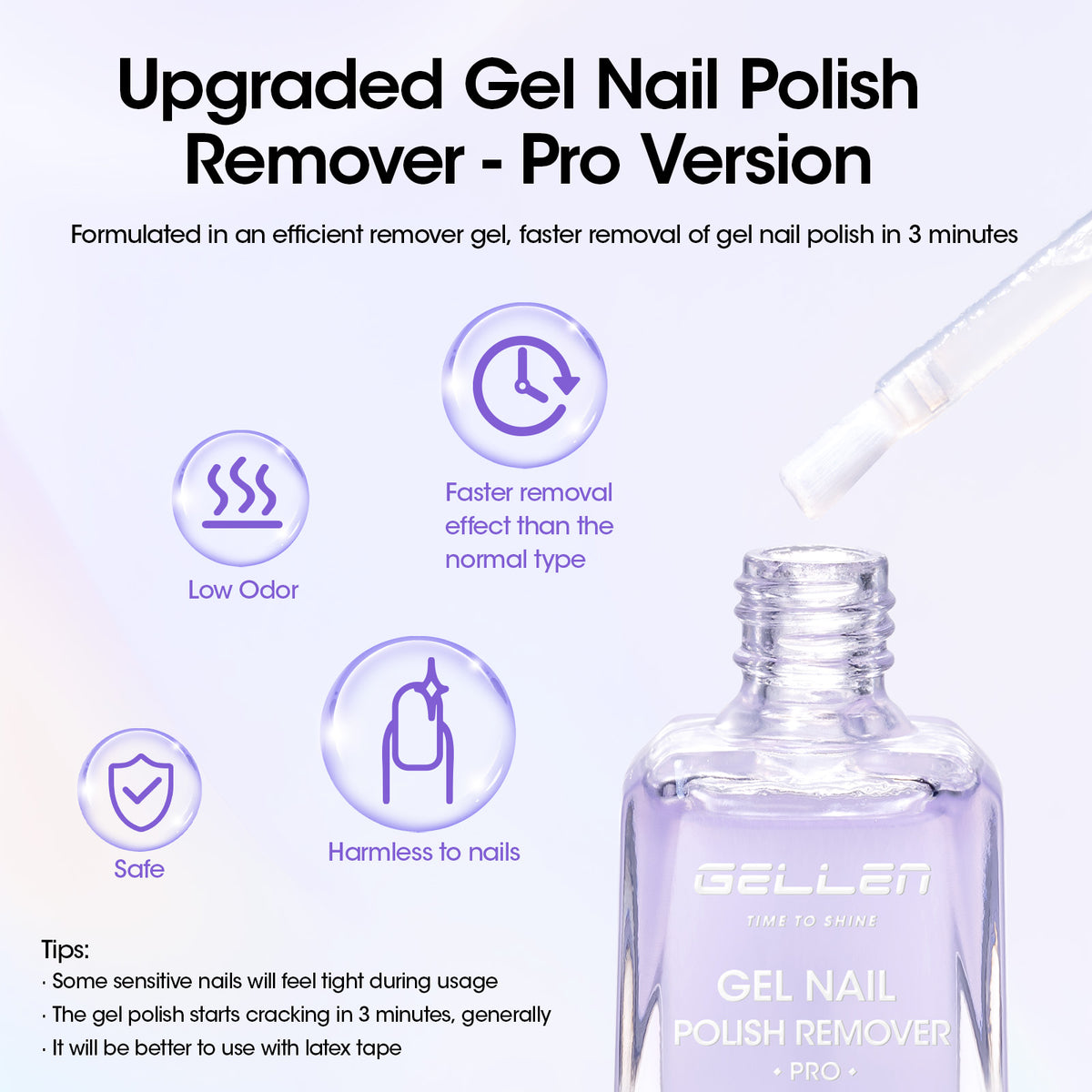 Gellen Upgraded Gel Nail Polish Remover Pro Set - 18ML Gel Polish Remover and 15ML Latex Tape Peel Off Liquid