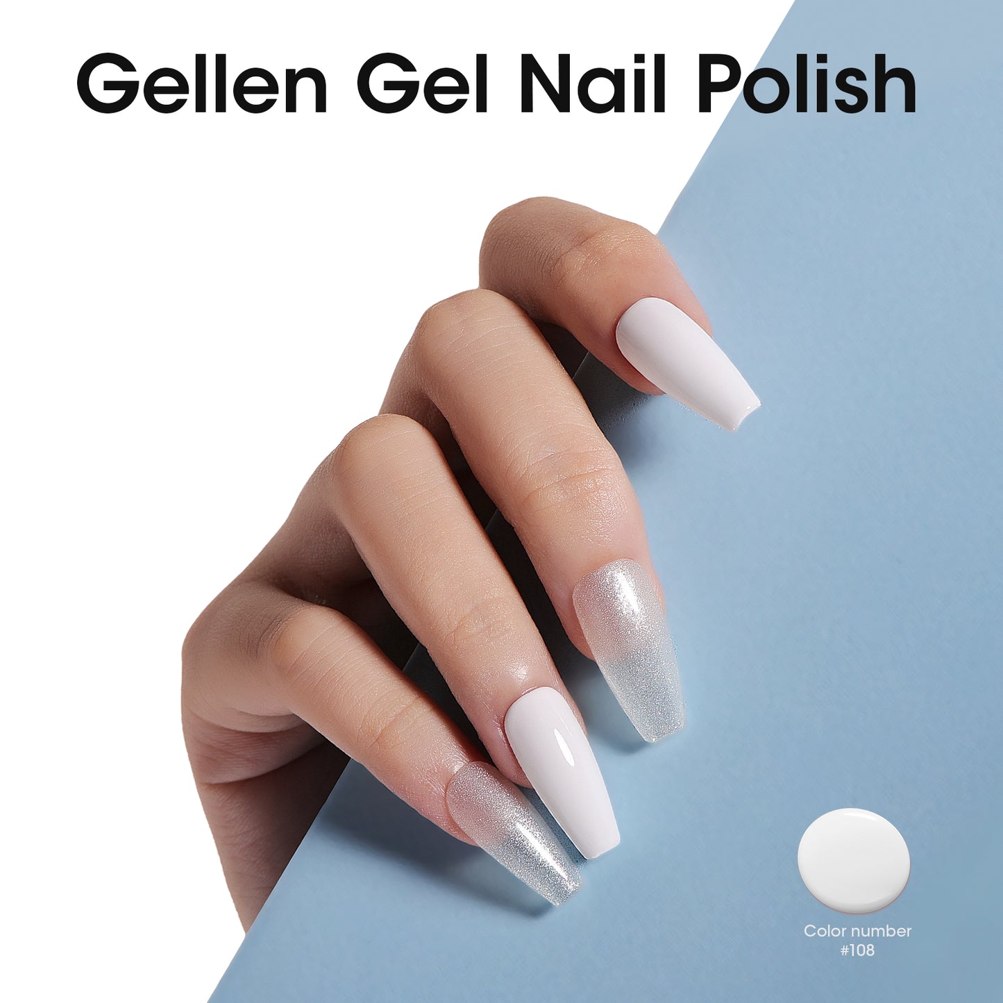 Gellen White Gel Nail Polish #108, 18ml