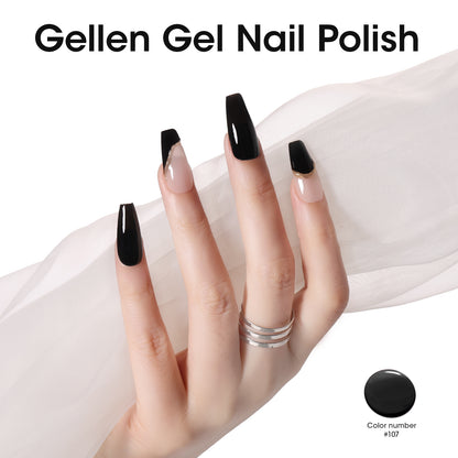 Gellen Black Gel Nail Polish #107, 18ml