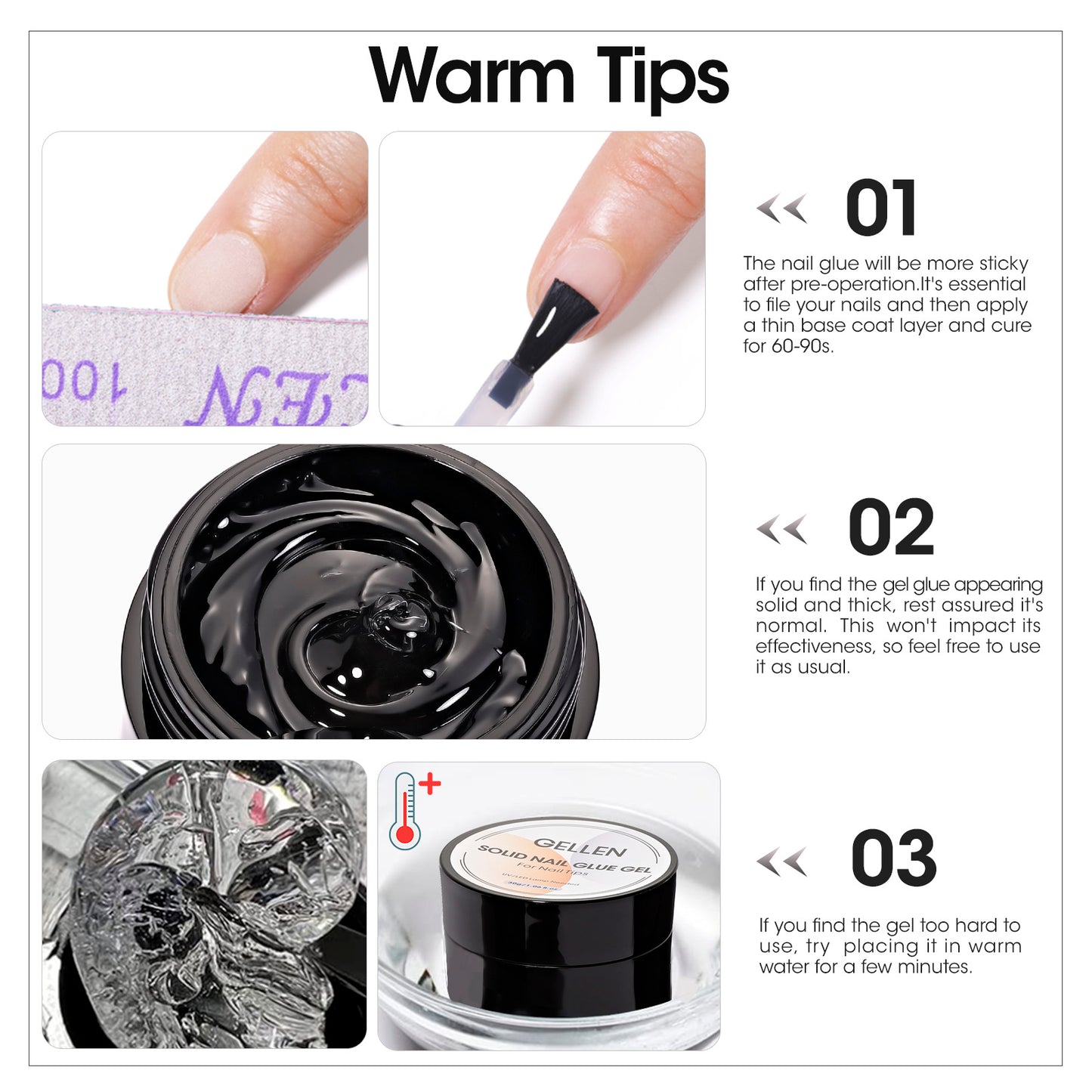 Solid Nail Glue Gel Kit with UV Light