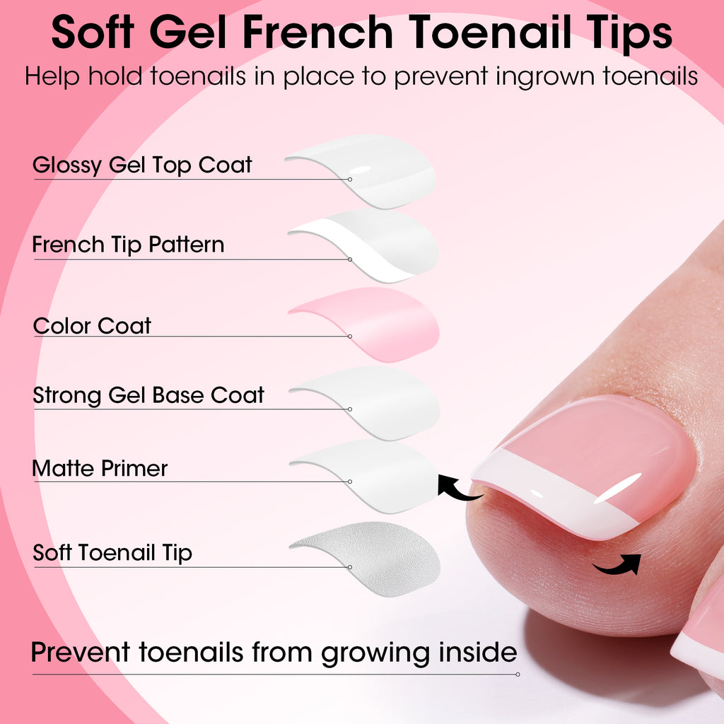Toe Nail Tips French Press ons Short Pink 15 Sizes 240pcs
