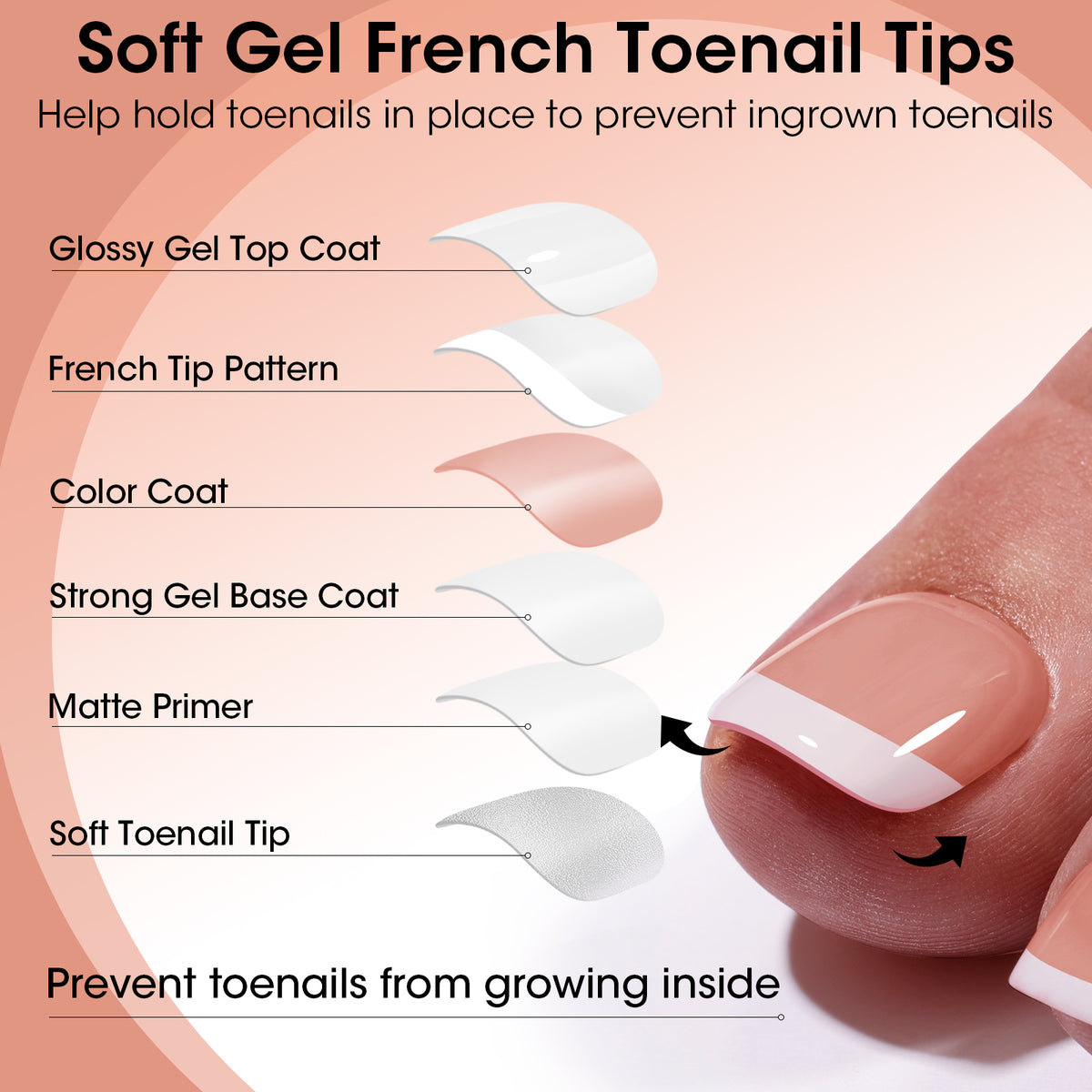 Toe Nail Tips French Press ons Brown 15 Sizes 240pcs