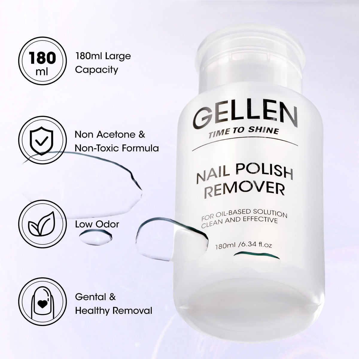 Gellen Nail Polish Remover with Pump, 180ml
