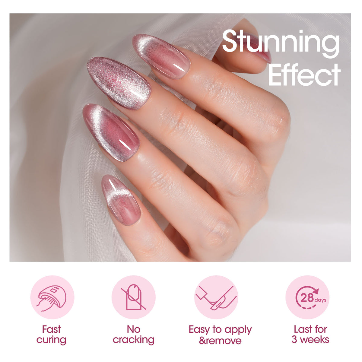 M181 Pink Cat Eye Gel Nail Polish 18ml