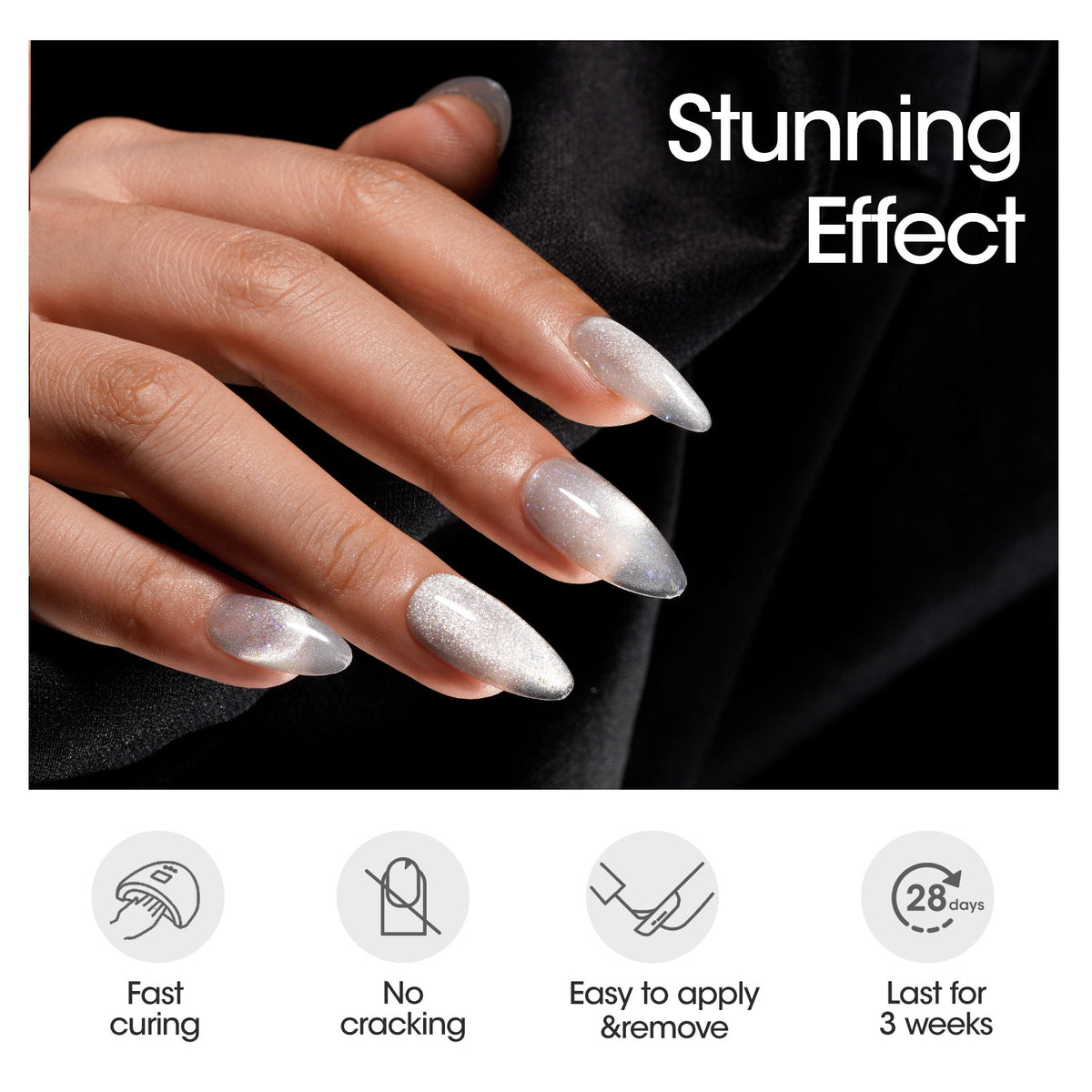 M122 Silver Cat Eye Gel Nail Polish 18ml