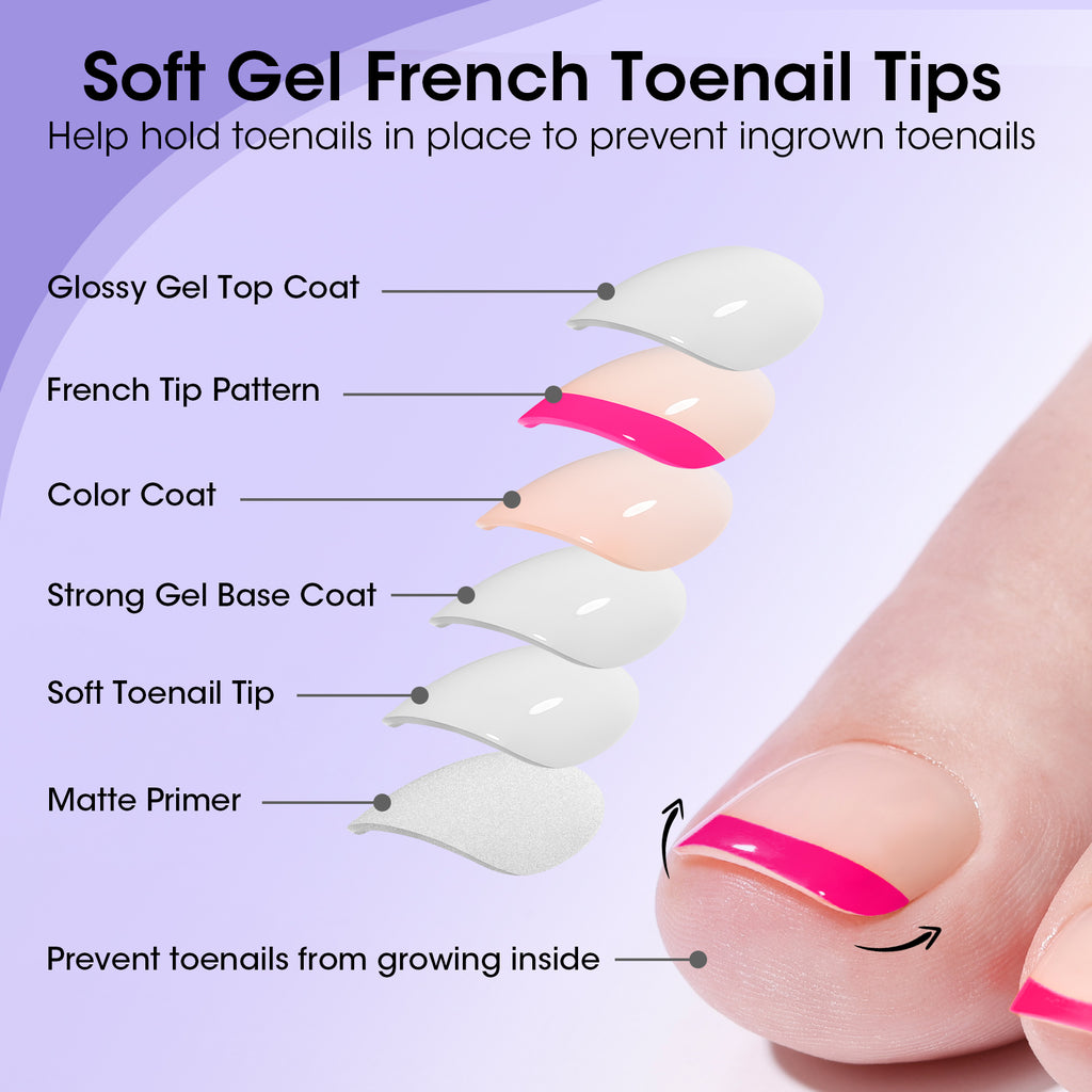 Toe Nail Tips French Press ons Full Cover Pre-designed 15 Sizes 150pcs