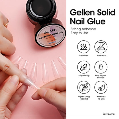 Solid Nail Glue Gel Kit with UV Light