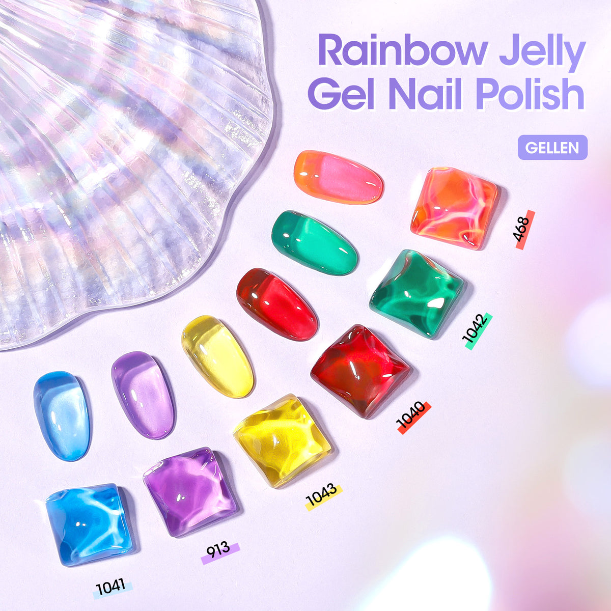 Rainbow Jelly 6 Colors Gel Nail Polish Set 10ml