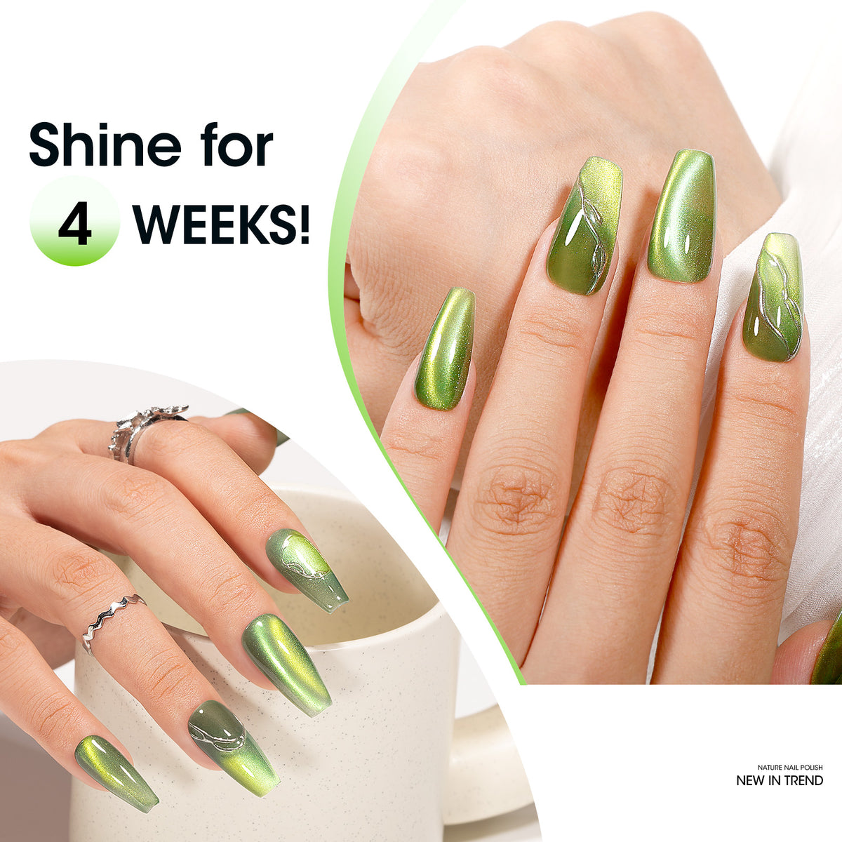 1018 Green Cat Eye Gel Nail Polish 18ml