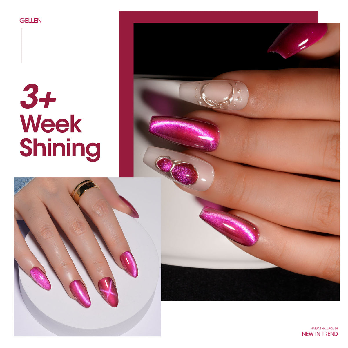 M304 Pink Cat Eye Gel Nail Polish 18ml