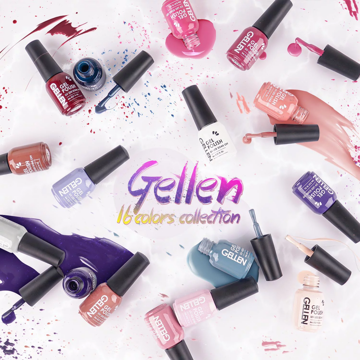 Gellen Gel Nail Polish Kit - 16 Pcs Nude Grays Gel Nail Polish Base and Top Coat Kit, Nail Gel Manicure Kit Mother's Day Gifts for Women