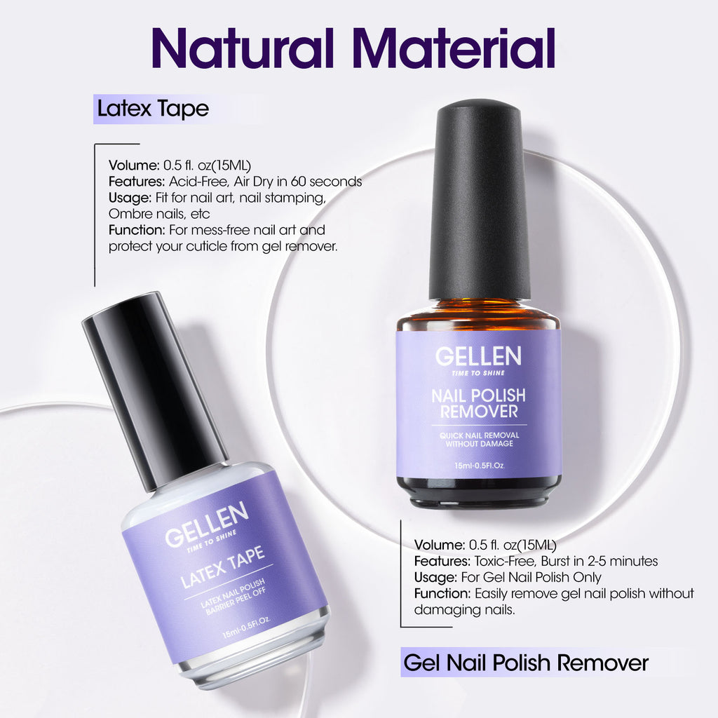 Nail Polish Remover Set - Gel Polish Remover and Latex Tape Peel Off Liquid