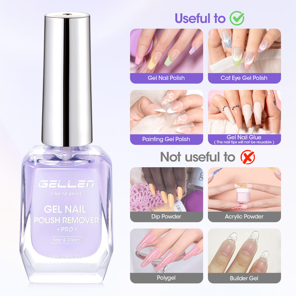 Gellen Upgraded Gel Nail Polish Remover Pro Set - 18ML Gel Polish Remover and 15ML Latex Tape Peel Off Liquid