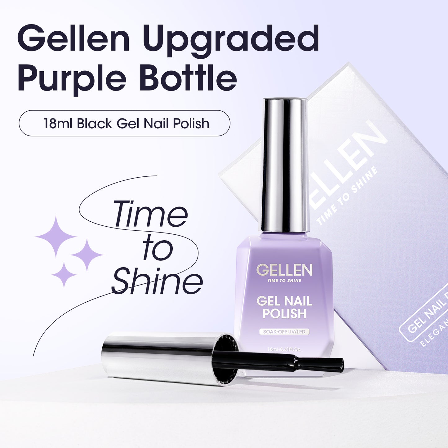 Gellen Black Gel Nail Polish #107, 18ml