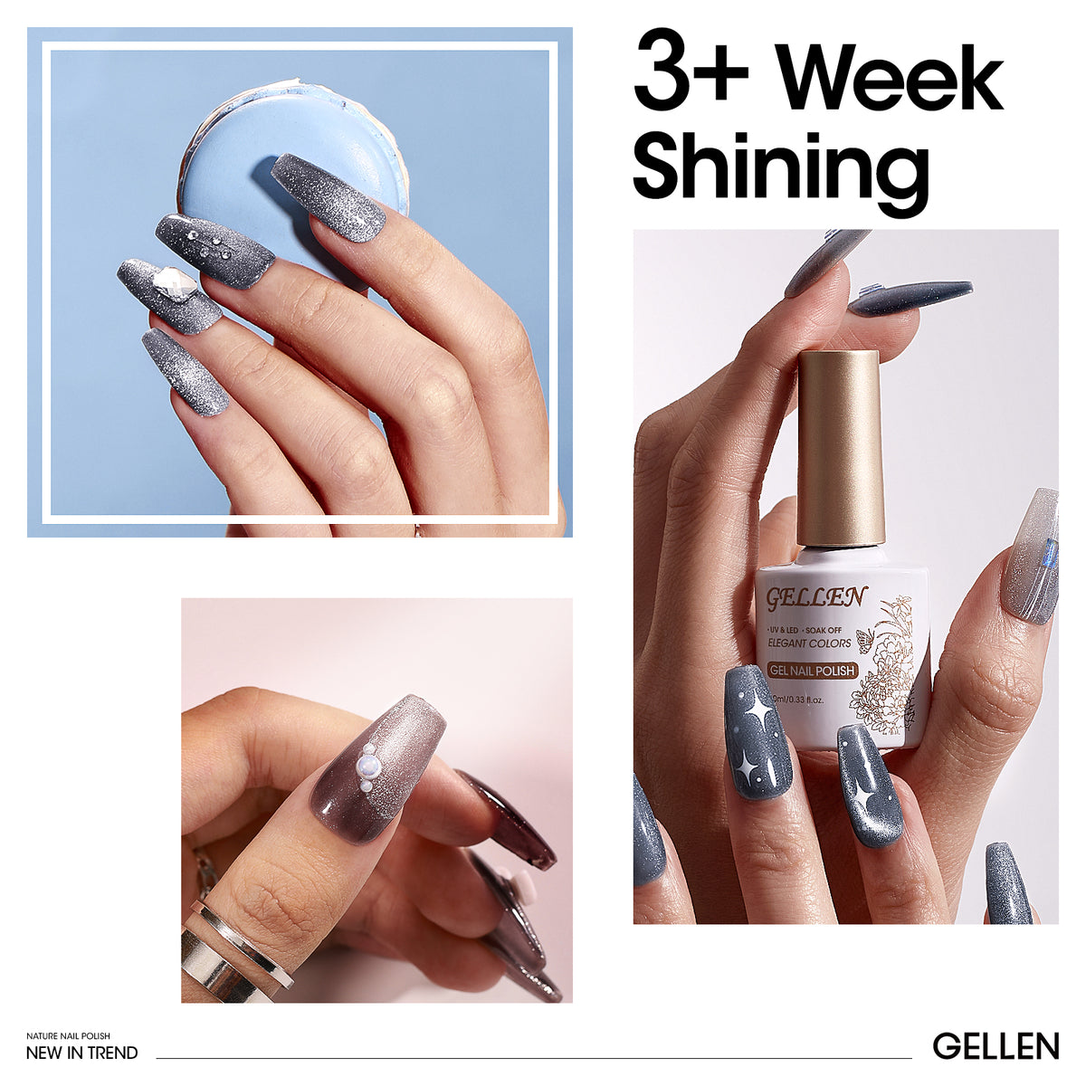 Gellen Cat Eye Gel Nail Polish Set, 6pcs