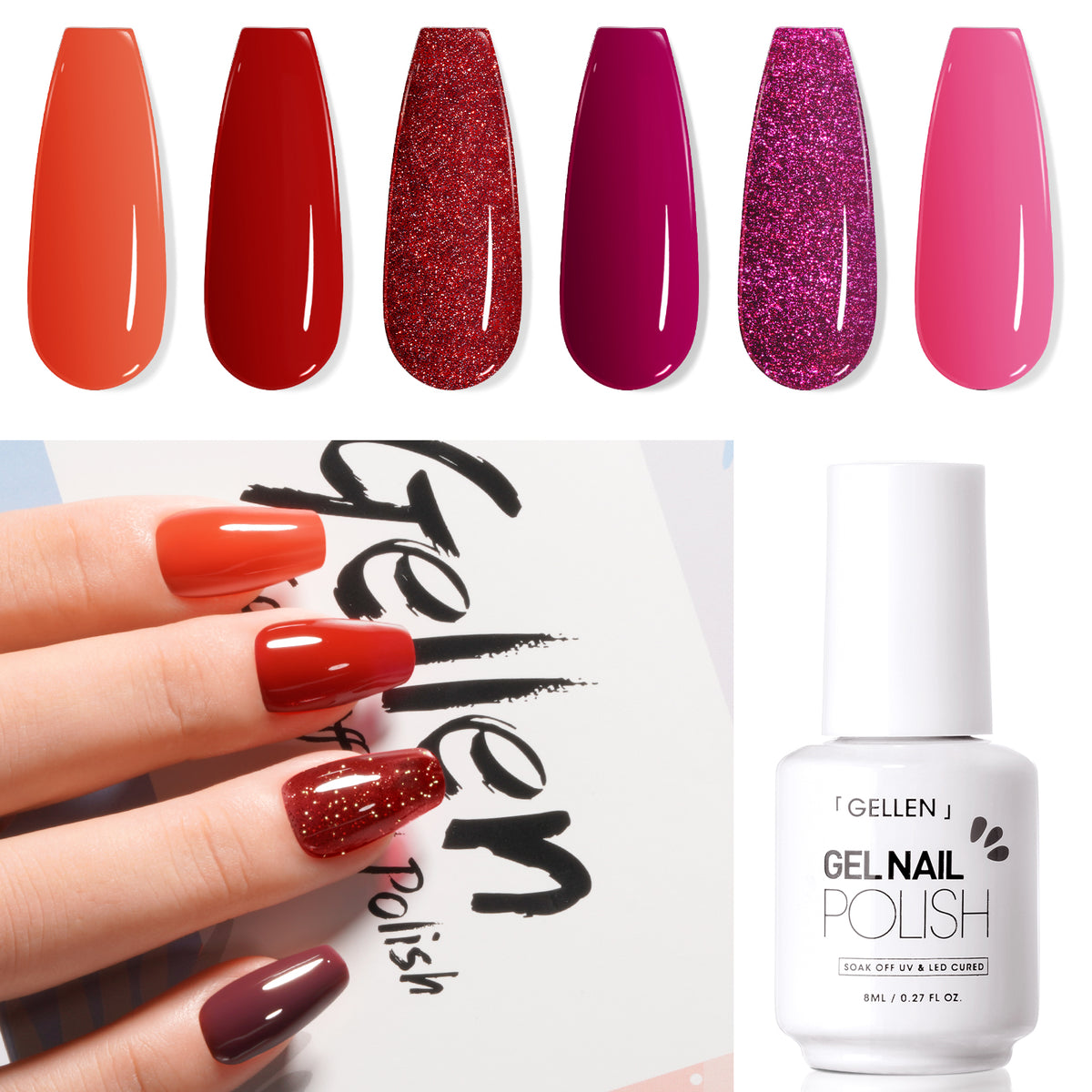 Glamorous Berry 6 Colors Gel Nail Polish Set 8ml